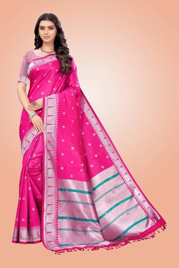 This Partywear Designer Fine Colour Saree Paired With Blouse.This Wevon Designer Saree Are Soft Silk And Blouse Are Soft Silk Fabric With Wevon Designr. Buy This Pretty Saree Now.