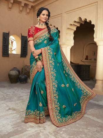 Attrective This Pretty Angelic Look Wearing This Partywear Heavy Designer Fancy Embroidery Work Saree With Blouse. This Saree Are Satin Georgette  And Blouse Is Art Silk Fabricated Paired. Its Pretty Attractive Look To Your Personality. 