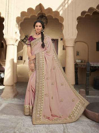 Attrective This Pretty Angelic Look Wearing This Partywear Heavy Designer Fancy Embroidery Work Saree With Blouse. This Saree Are Satin Georgette  And Blouse Is Art Silk Fabricated Paired. Its Pretty Attractive Look To Your Personality. 