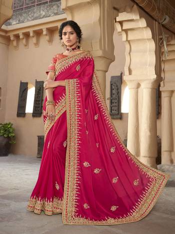 Attrective This Pretty Angelic Look Wearing This Partywear Heavy Designer Fancy Embroidery Work Saree With Blouse. This Saree Are Satin Georgette  And Blouse Is Art Silk Fabricated Paired. Its Pretty Attractive Look To Your Personality. 