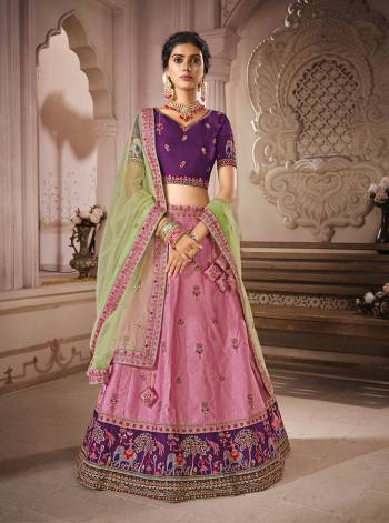 Attrective This Bridal Heavy Designer Lehenga Choli In Fine lovely Color Fabricated On Choli Raw Silk Beautified Fabric Lahenga Are Silk With Heavy Designer Thread,Jari,Dori Embroidery And Khatli Work.Buy Now. 