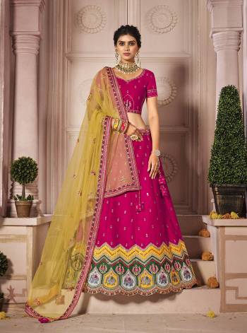 Attrective This Bridal Heavy Designer Lehenga Choli In Fine lovely Color Fabricated On Choli Raw Silk Beautified Fabric Lahenga Are Silk With Heavy Designer Thread,Jari,Dori Embroidery And Khatli Work.Buy Now. 