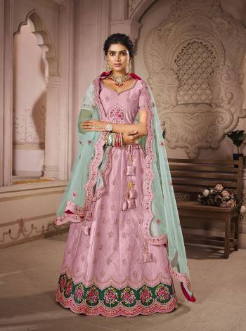 Attrective This Bridal Heavy Designer Lehenga Choli In Fine lovely Color Fabricated On Choli Raw Silk Beautified Fabric Lahenga Are Silk With Heavy Designer Thread,Jari,Dori Embroidery And Khatli Work.Buy Now. 