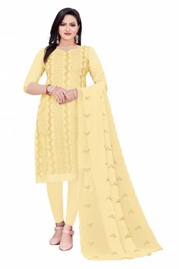 Looking This Suits In Lovely Light Color.?Its Pretty Top Is Georgette Based Paired Bottom Santoon And Georgette Fabricated Dupatta Are Sequance Embroidery Work. Which Gives An Attractive To The Dress.