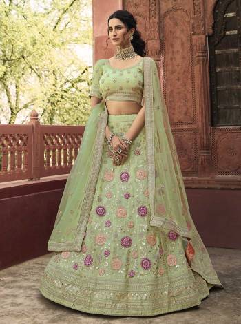 Looking This Bridal Heavy Designer Lehenga Choli In Fine Light Color Fabricated On Organza Beautified Fabric With Heavy Designer Sequance,Thread,Jari,Dori Embroidery Work.Buy Now. 