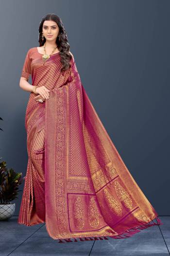 Looking This Traditional Saree Are Fine Saree Paired With Blouse.This Saree And Blouse Are Silk Fabric With Heavy Designer Weaving Jacquard Work. Buy This Pretty Saree Now.