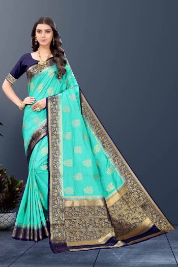 Looking This Traditional Saree Are Fine Saree Paired With Blouse.This Saree And Blouse Are Silk Fabric With Heavy Designer Weaving Jacquard Work. Buy This Pretty Saree Now.