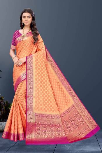 Looking This Traditional Saree Are Fine Saree Paired With Blouse.This Saree And Blouse Are Silk Fabric With Heavy Designer Weaving Jacquard Work. Buy This Pretty Saree Now.