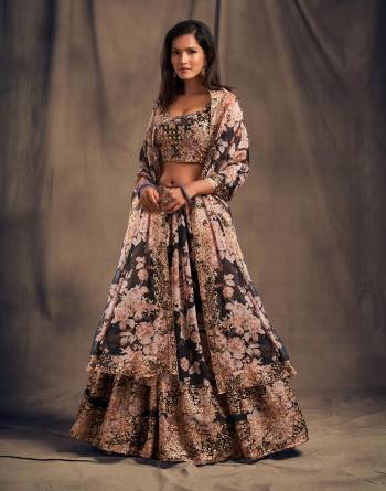 Garb This Designer Lehenga Choli In Fine Color Fabricated On Organza Beautified Fabric Lahenga Choli With Designer Printed With Sequance,Jari Embroidery Work.Buy Now. 