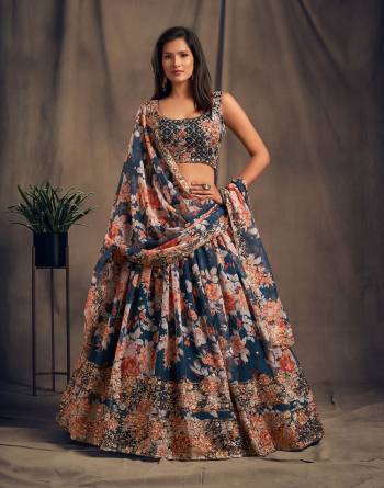 Garb This Designer Lehenga Choli In Fine Color Fabricated On Organza Beautified Fabric Lahenga Choli With Designer Printed With Sequance,Jari Embroidery Work.Buy Now. 