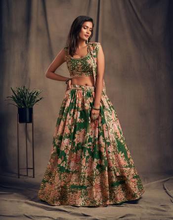 Garb This Designer Lehenga Choli In Fine Color Fabricated On Organza Beautified Fabric Lahenga Choli With Designer Printed With Sequance,Jari Embroidery Work.Buy Now. 