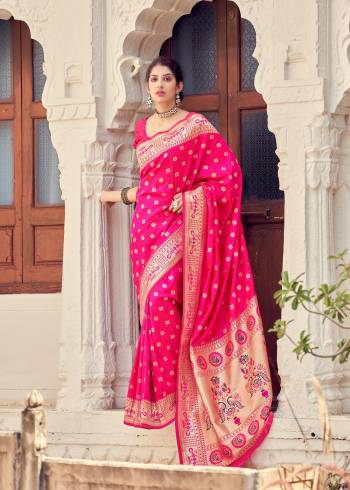 Looking This Partywear Paithani Stylist Saree Are Fine Saree Paired With Blouse.This Saree And Blouse Are Silk Fabric With Heavy Designer Weaving Work. Buy This Pretty Saree Now.