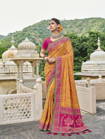 Attrective Looking This Partywear Saree Are Fine Color Paired With Contrasted Blouse.This Saree Are Banaras Silk And Blouse Are Sana Silk Fabric With Heavy Designer Kachhi Mirror Embroidery With Diamond Work. Buy This Pretty Saree Now.