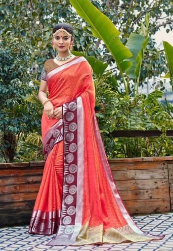 Attrective This Designer Saree Are Fine Color Paired With Blouse.This Saree And Blouse Are Banarasi Silk Based Fabric With Heavy Weaving Designer. Buy This Pretty Saree Now.