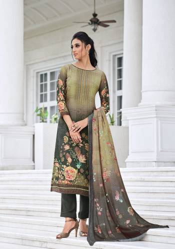 This Designer Suits In Lovely Dusty Color.?Its Pretty Designer Digital Printed With Embroidery Work Top Is Viscose Muslin Based Paired Bottom Santoon With Viscose Muslin Fabricated Dupatta Which Gives An Attractive To The Dress.Buy Now.