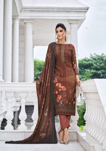 This Designer Suits In Lovely Dusty Color.?Its Pretty Designer Digital Printed With Embroidery Work Top Is Viscose Muslin Based Paired Bottom Santoon With Viscose Muslin Fabricated Dupatta Which Gives An Attractive To The Dress.Buy Now.