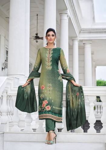 This Designer Suits In Lovely Dusty Color.?Its Pretty Designer Digital Printed With Embroidery Work Top Is Viscose Muslin Based Paired Bottom Santoon With Viscose Muslin Fabricated Dupatta Which Gives An Attractive To The Dress.Buy Now.