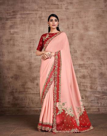 Garb This Wedding Partywear Stylist Designer Fine Colour Saree Paired With Blouse.This Saree And Blouse Are Heavy Fancy Silk Fabric With Heavy Designer Embroidery Work. Buy This Pretty Saree Now.