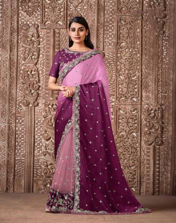 Garb This Wedding Partywear Stylist Designer Fine Colour Saree Paired With Blouse.This Saree And Blouse Are Heavy Fancy Silk Fabric With Heavy Designer Embroidery Work. Buy This Pretty Saree Now.