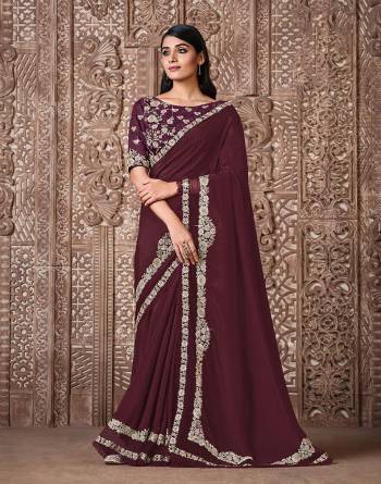 Garb This Wedding Partywear Stylist Designer Fine Colour Saree Paired With Blouse.This Saree And Blouse Are Heavy Fancy Silk Fabric With Heavy Designer Embroidery Work. Buy This Pretty Saree Now.