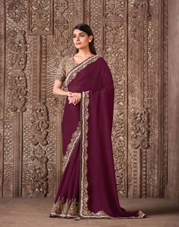 Garb This Wedding Partywear Stylist Designer Fine Colour Saree Paired With Blouse.This Saree And Blouse Are Heavy Fancy Silk Fabric With Heavy Designer Embroidery Work. Buy This Pretty Saree Now.