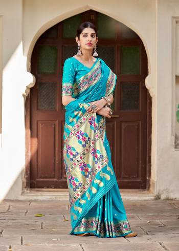 Looking This Partywear Paithani Stylist Saree Are Fine Saree Paired With Blouse.This Saree And Blouse Are Silk Fabric With Heavy Designer Weaving Work. Buy This Pretty Saree Now.