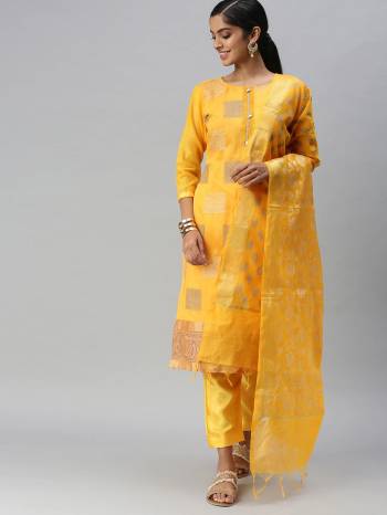 Looking This Designer Suits In Lovely Color.?Its Pretty Designer Weaving Work Top Is Banarasi Silk Based Paired Bottom Santoon With Banarasi Silk Fabricated Dupatta Which Gives An Attractive To The Dress.