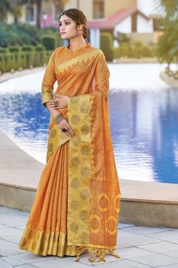 Looking This Designer Traditional Partywear Saree Are Fine Saree Paired With Blouse.This Saree And Blouse Are Organza Based Fabric With Wevon Designer. Buy This Pretty Saree Now.