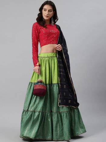 Garb This Wedding Partywear Heavy Designer Lehenga Choli And Dupatta In Fine Color Fabricated On Georgette Beautified With Heavy Attractive Thread,Sequance Embroidery Work. 