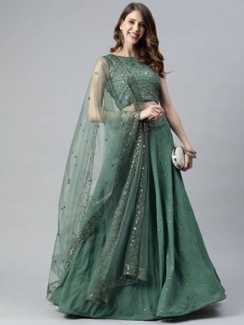 Look Attrective Partywear Heavy Designer Lehenga Choli And Dupatta In Fine Color. Lahenga Choli Are Fabricated On Georgette Beautified And Dupatta Are Net With Attrective Pigment Foil Printed And Mirror Work. 