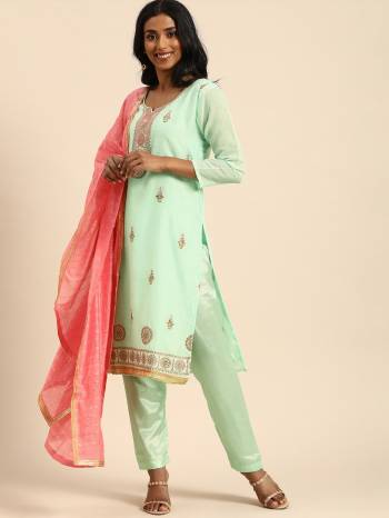 Stylist This Designer Suits In Lovely Color.Its Pretty Designer Hand Embroidery Work Top Is Modal Chanderi Based Paired Bottom Santoon With Fancy Weaving Fabricated Dupatta Which Gives An Attractive To The Dress.