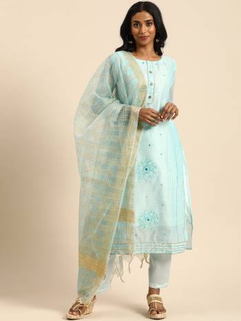 Stylist This Designer Suits In Lovely Color.Its Pretty Designer Hand Embroidery Work Top Is Modal Chanderi Based Paired Bottom Santoon With Banarasi Weaving Fabricated Dupatta Which Gives An Attractive To The Dress.