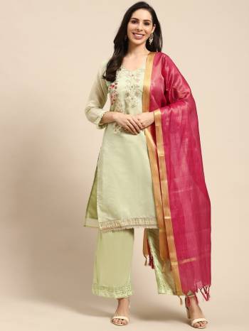 Stylist This Designer Suits In Lovely Color.Its Pretty Designer Hand Embroidery Work Top Is Modal Chanderi Based Paired Bottom Santoon With Banarasi Weaving Fabricated Dupatta Which Gives An Attractive To The Dress.