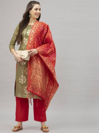 Stylist This Designer Suits In Lovely Color.?Its Pretty Designer Embridery,Wevon Work Top Is Glass Cotton Based Paired Bottom Santoon With Banarasi Jacquard Fabricated Dupatta Which Gives An Attractive To The Dress.