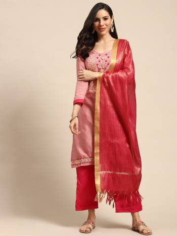 Stylist This Designer Suits In Lovely Color.?Its Pretty Designer Embridery Work Top Is Glass Cotton Based Paired Bottom Santoon With Banarasi Jacquard Fabricated Dupatta Which Gives An Attractive To The Dress.