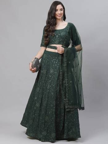 Garb This Wedding Partywear Heavy Designer Lehenga Choli And Dupatta In Fine Color Fabricated On Georgette Beautified With Heavy Attractive Thread,Sequance Embroidery Work And Belt .