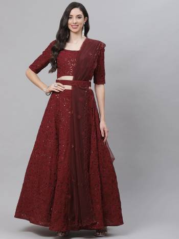 Garb This Wedding Partywear Heavy Designer Lehenga Choli And Dupatta In Fine Color Fabricated On Georgette Beautified With Heavy Attractive Thread,Sequance Embroidery Work And Belt .