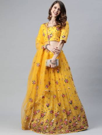 Looking This Wedding Partywear Heavy Designer Lehenga Choli And Dupatta In Fancy Color Fabricated On Soft Net Beautified With Heavy Attractive Thread,Sequance Embroidery Work. 