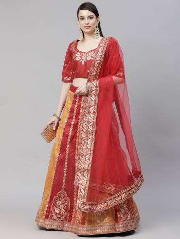 Garb This Wedding Partywear Heavy Designer Lehenga Choli And Dupatta In Fine Color Fabricated On Art Silk Beautified With Heavy Attractive Thread,Sequance Embroidery Work. 