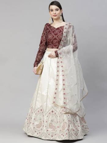 Garb This Wedding Partywear Heavy Designer Lehenga Choli And Dupatta In Fine Color Fabricated On Art Silk Beautified With Heavy Attractive Thread,Sequance Embroidery Work. 