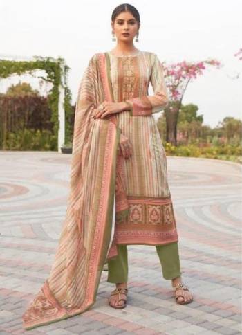 Garb This Designer Long Length Suit In Lovely Dusty Color.Its Pretty Designer Digital Printed With Swaroski Work Top Is Jam Satin Based Paired With Cotton Bottom And Muslin Fabricated Dupatta Which Gives An Attractive To The Suit.