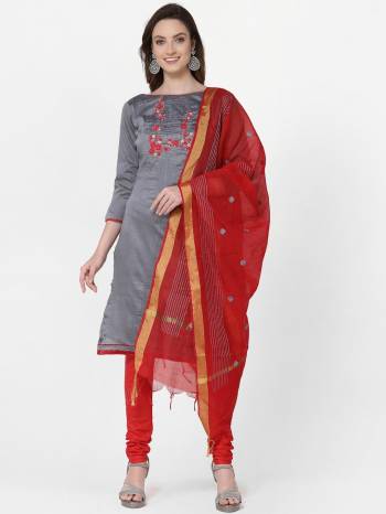 Attrective This Suits In Lovely Color.Its Pretty Top Is Slub Cotton Based Paired Bottom Cotton And Chanderi Fabricated Dupatta Are Embroidery Designer Work. Which Gives An Attractive To The Dress.