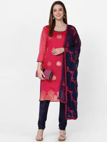 Looking This Suits In Lovely Color.?Its Pretty Top Is Banarasi Jacquard Based Paired Bottom Cotton With Batterfly Naznin Fabricated Dupatta Are Wevon Designer And Embroidery Work. Which Gives An Attractive To The Dress.