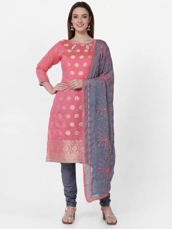 Looking This Suits In Lovely Color.?Its Pretty Top Is Banarasi Jacquard Based Paired Bottom Cotton With Batterfly Naznin Fabricated Dupatta Are Wevon Designer And Embroidery Work. Which Gives An Attractive To The Dress.