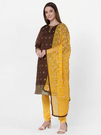 Looking This Suits In Lovely Color.?Its Pretty Top Is Banarasi Jacquard Based Paired Bottom Cotton With Batterfly Naznin Fabricated Dupatta Are Wevon Designer And Embroidery Work. Which Gives An Attractive To The Dress.