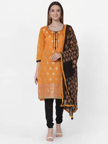 Looking This Suits In Lovely Color.?Its Pretty Top Is Banarasi Jacquard Based Paired Bottom Cotton With Batterfly Naznin Fabricated Dupatta Are Wevon Designer And Embroidery Work. Which Gives An Attractive To The Dress.