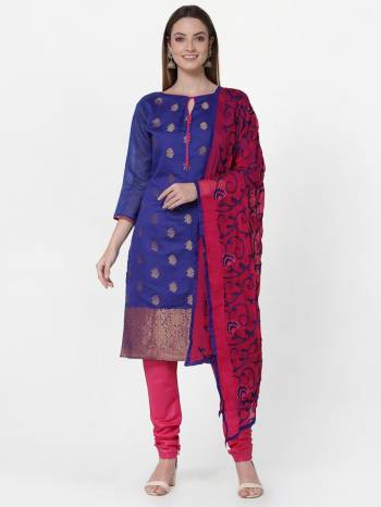 Looking This Suits In Lovely Color.?Its Pretty Top Is Banarasi Jacquard Based Paired Bottom Cotton With Batterfly Naznin Fabricated Dupatta Are Wevon Designer And Embroidery Work. Which Gives An Attractive To The Dress.