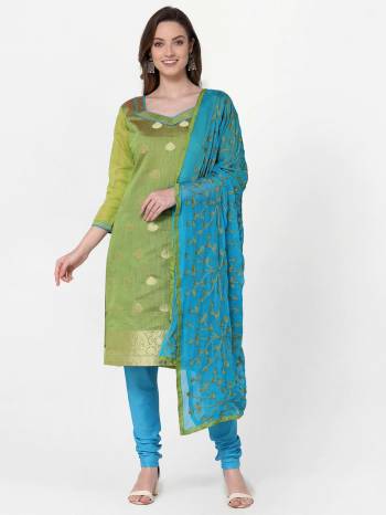 Looking This Suits In Lovely Color.?Its Pretty Top Is Banarasi Jacquard Based Paired Bottom Cotton With Batterfly Naznin Fabricated Dupatta Are Wevon Designer And Embroidery Work. Which Gives An Attractive To The Dress.