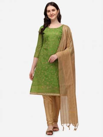 Designer This Suits In Lovely Color.Its Pretty Top Is Chanderi Based Paired Bottom Santoon And Art Silk Fabricated Dupatta Are Embroidery Designer Work. Which Gives An Attractive To The Dress.