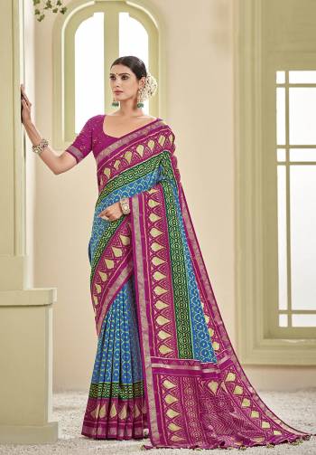Garb This Partywear Saree Are Fine Saree Paired With Blouse.This Saree And Blouse  Are Patola Georgette Fabric Based With Heavy Wevon Designer Patola. Buy This Pretty Saree Now.